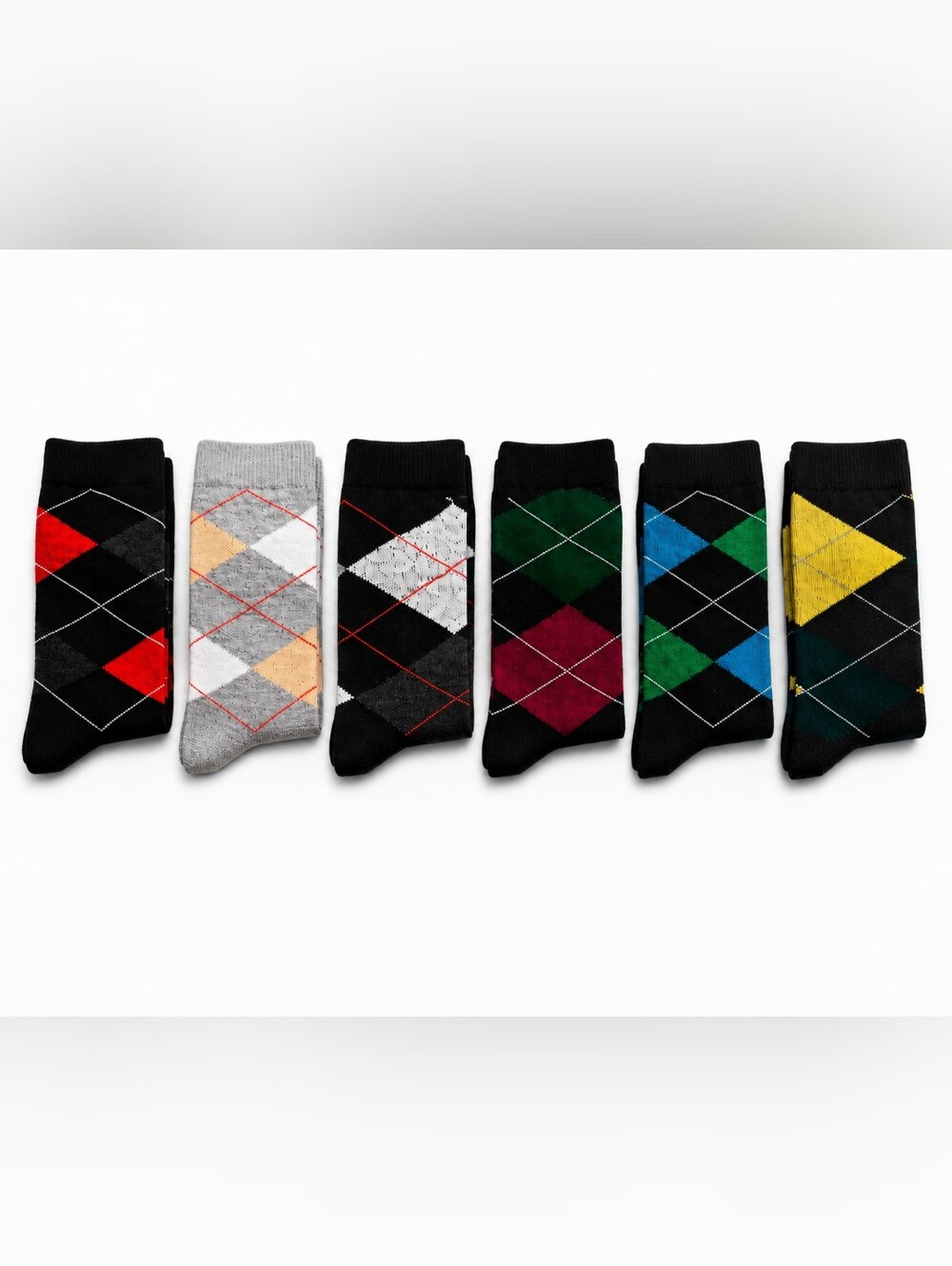 6 Pairs Men’s Argyle Dress Socks Cotton Blend Classic Colors New Size 10-13
